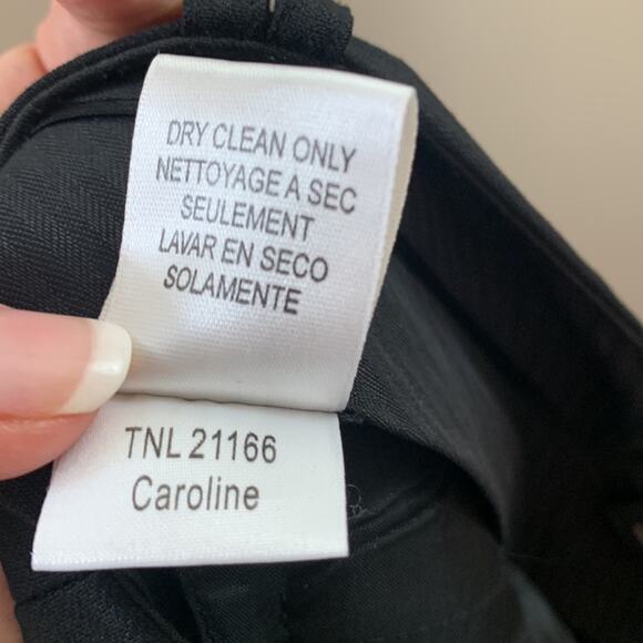 BCBGMaxazria Caroline Wool Blend Pinstriped Shimmer Wide Leg Black Trousers - Picture 4 of 5